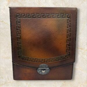 Vintage Mens Travel Vanity Toiletry Brown Leather Kit Case